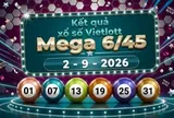 Vietlott 2/9 - Xổ số Vietlott Mega 6/45 hôm nay 2/9/2026