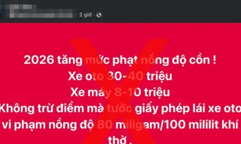 Thông tin tăng mức xử phạt vi phạm nồng độ cồn là không chính xác