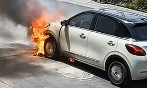 Không sạc, không sử dụng, một chiếc xe điện quen mặt của Trung Quốc bất ngờ bốc cháy