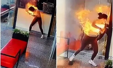 Đang dùng điện thoại, cô gái "sốc" vì lửa bao trùm mặt