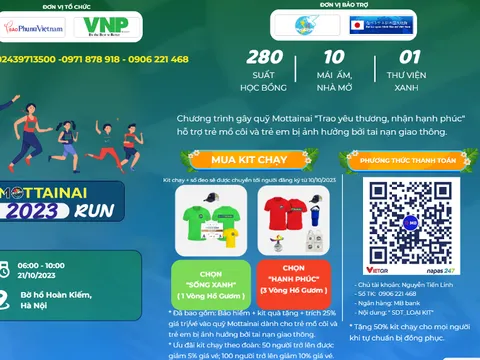 Mottainai Run 2023 gây quỹ hỗ trợ 280 trẻ mồ côi, trẻ em bị ảnh hưởng bởi tai nạn giao thông